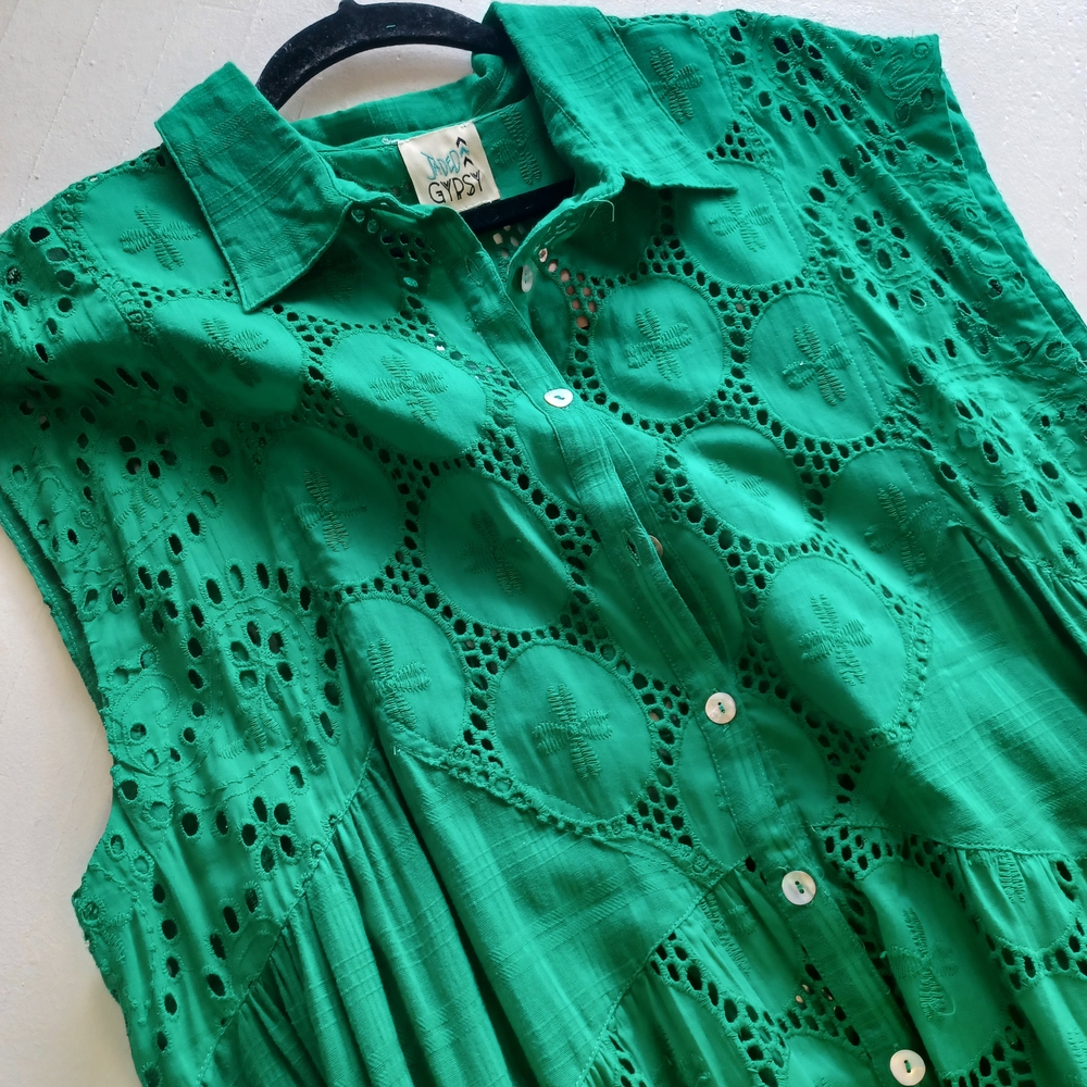 JADED Gypsy Green Eyelet Maxi Dress L/XL